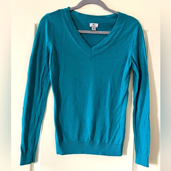 Worthington Teal V Neck Long Sleeve Sweater Women’s Size Small - Picture 1 of 13